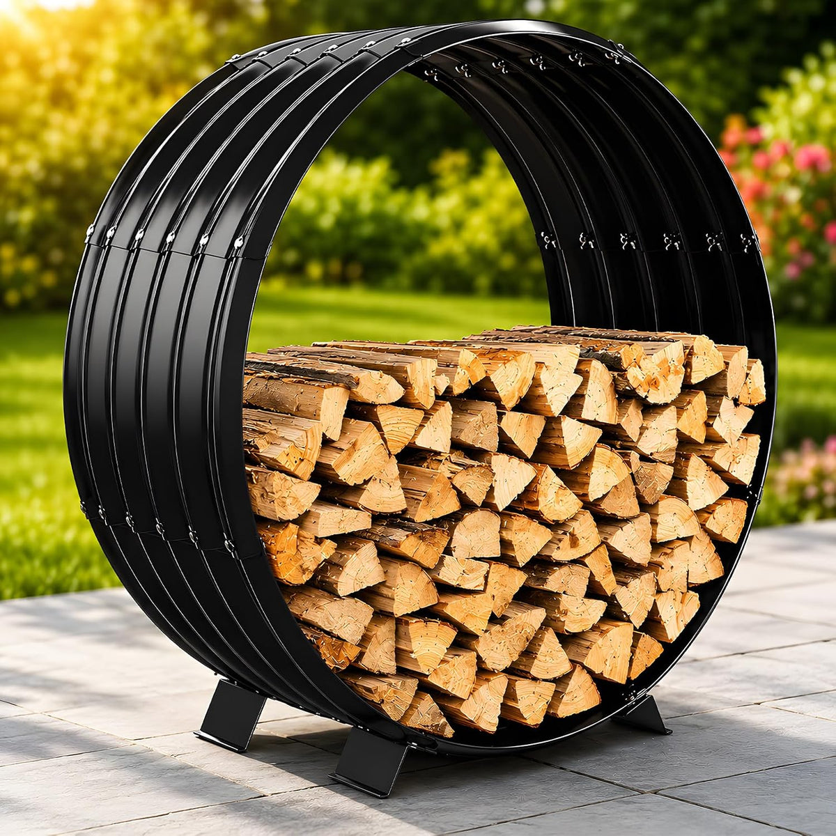 32" firewood rack with roof cover, indoor &, main product view