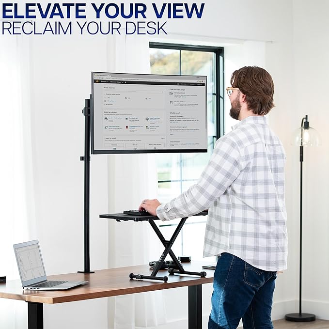 VIVO Extra Tall Single Monitor Desk Mount, 39 inch Pole VESA Stand - Image 10