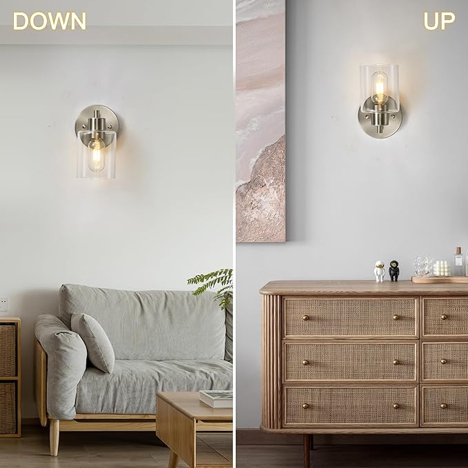 1-Light Bathroom Wall Sconce, Brushed Nickel Vanity Light, Modern Wall Light - Image 8