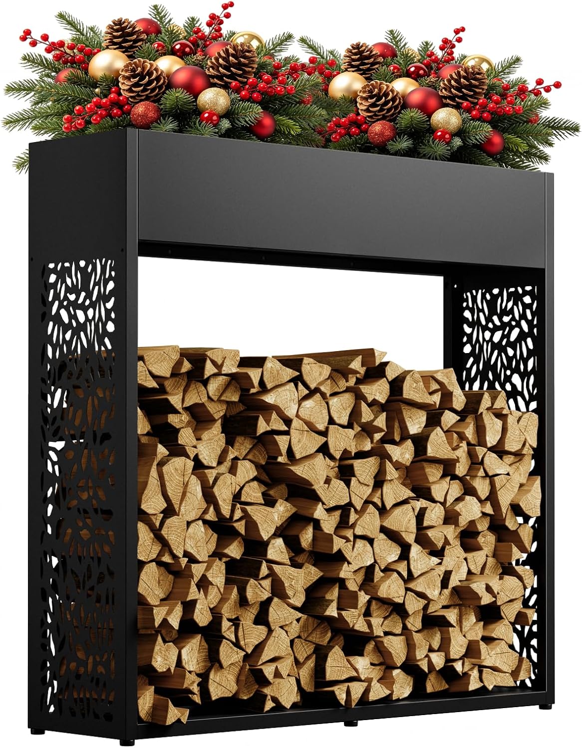 4ft firewood rack outdoor, fire wood log storage, main product view