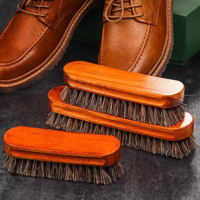 4 Pcs Horsehair Shine Shoes Brush Kit Polish Dauber Applicators Cleaning - Image 6