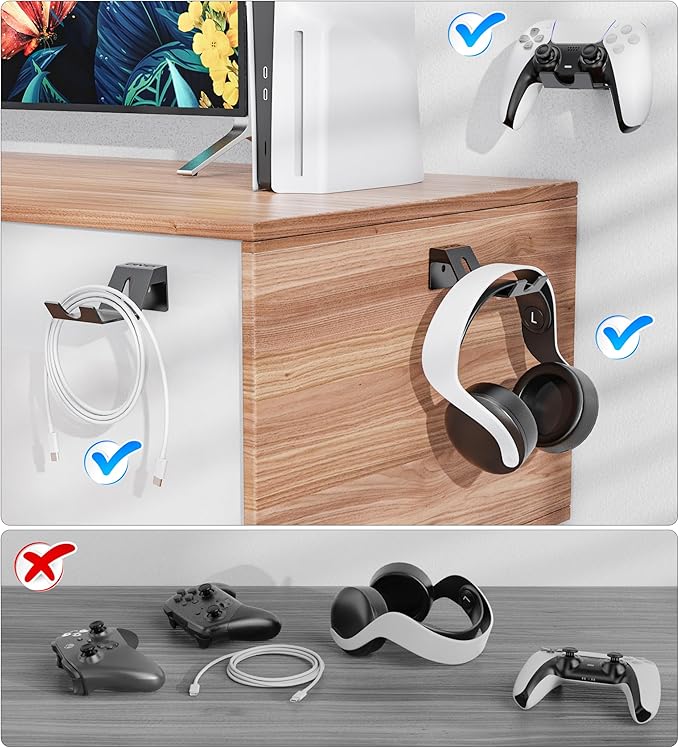 OIVO Controller & Headset Wall Mount Holder Stand, Foldable Headphone Stand - Image 7