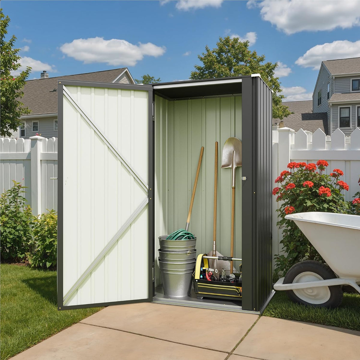 patiowell 22 cuft storage shed, metal vertical storage, main product view
