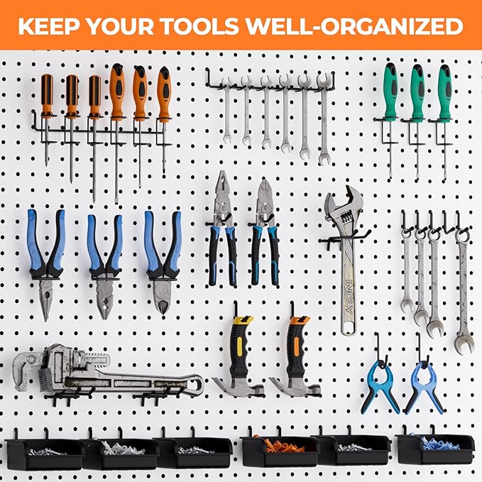 INCLY 220PCS Extra Thick 1/4" Pegboard Accessories Organizer Kit, Heavy Duty - Image 7