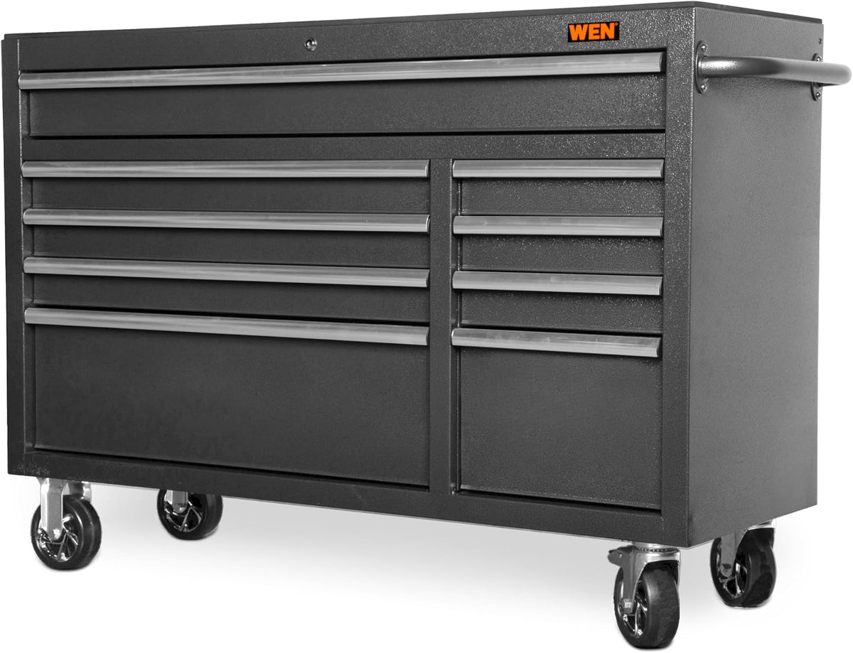 wen 52-inch premium rolling tool cabinet, black, heavy, main product view
