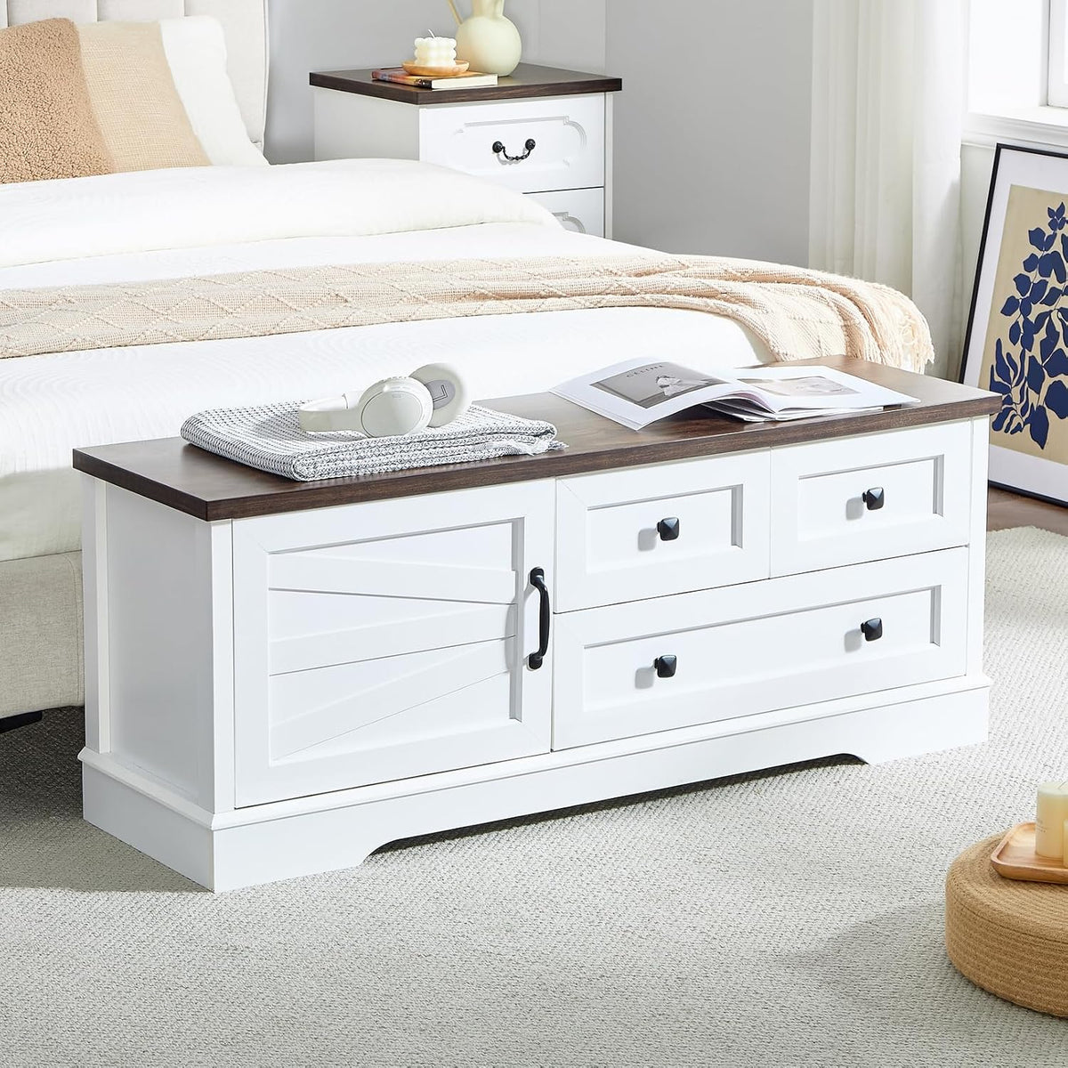 soowery 48 inch end of bed storage bench, main product view