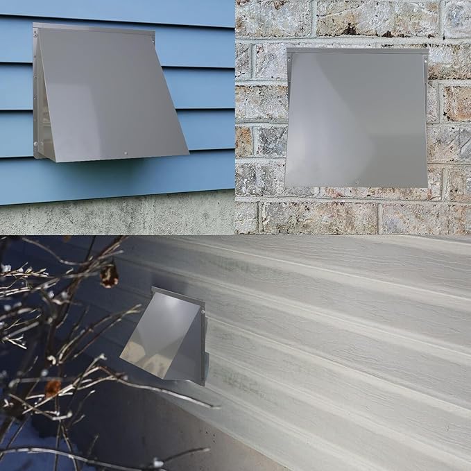 8 inch Hooded Wall Vent with Screen and Damper, Wall Vent Cover Exhaust Vent - Image 8