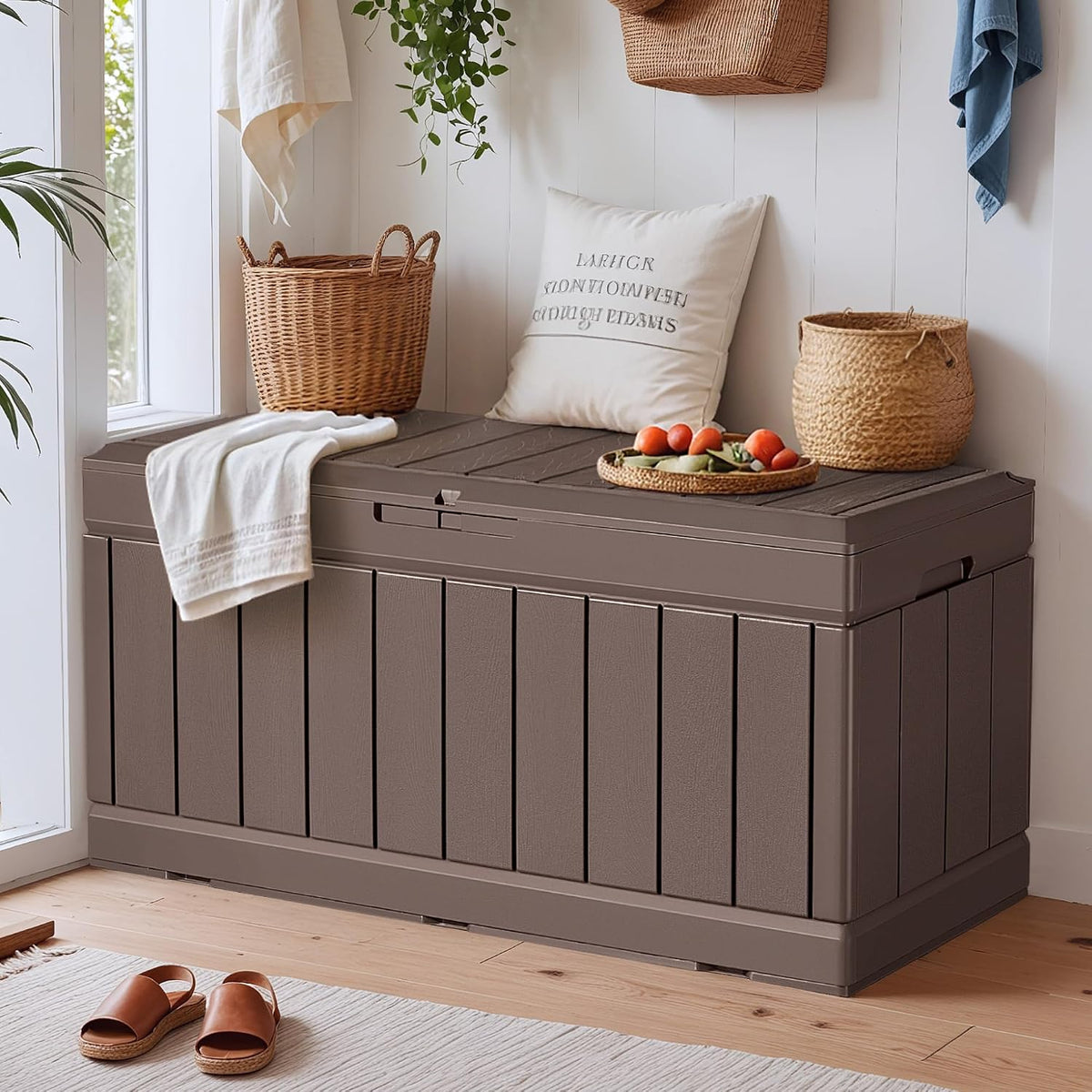yeshomy storage chest, entryway resin shoe bench with, main product view
