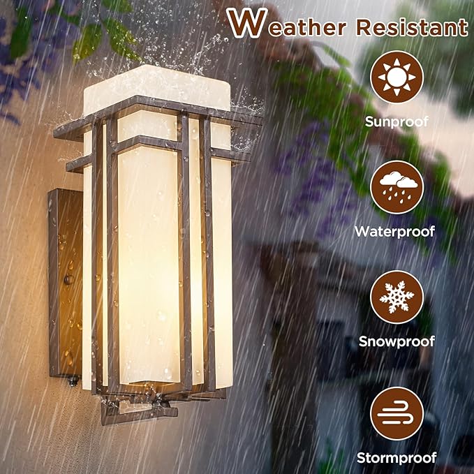 15.35"H Matte Brown Outdoor Wall Light Large Outdoor Wall Lantern Oil Rubbed - Image 7