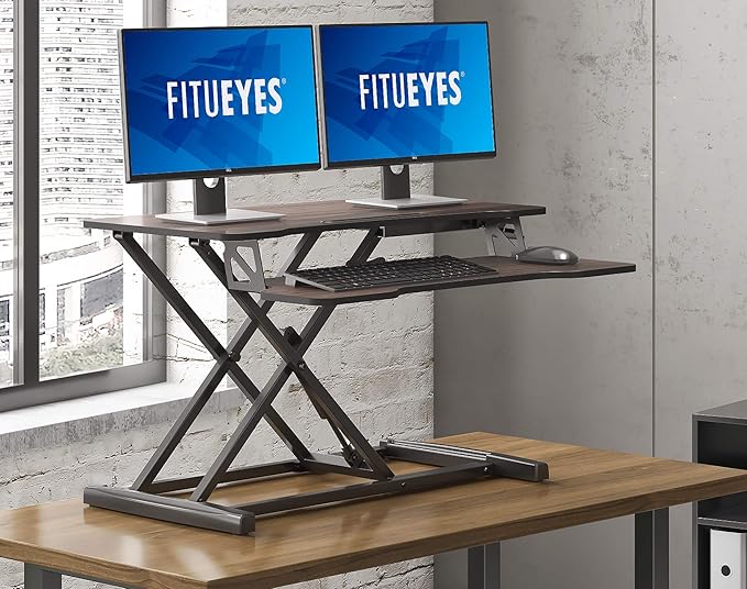 FITUEYES Height Adjustable Standing Desk 32” Wide Sit to Stand Converter Stand - Image 6