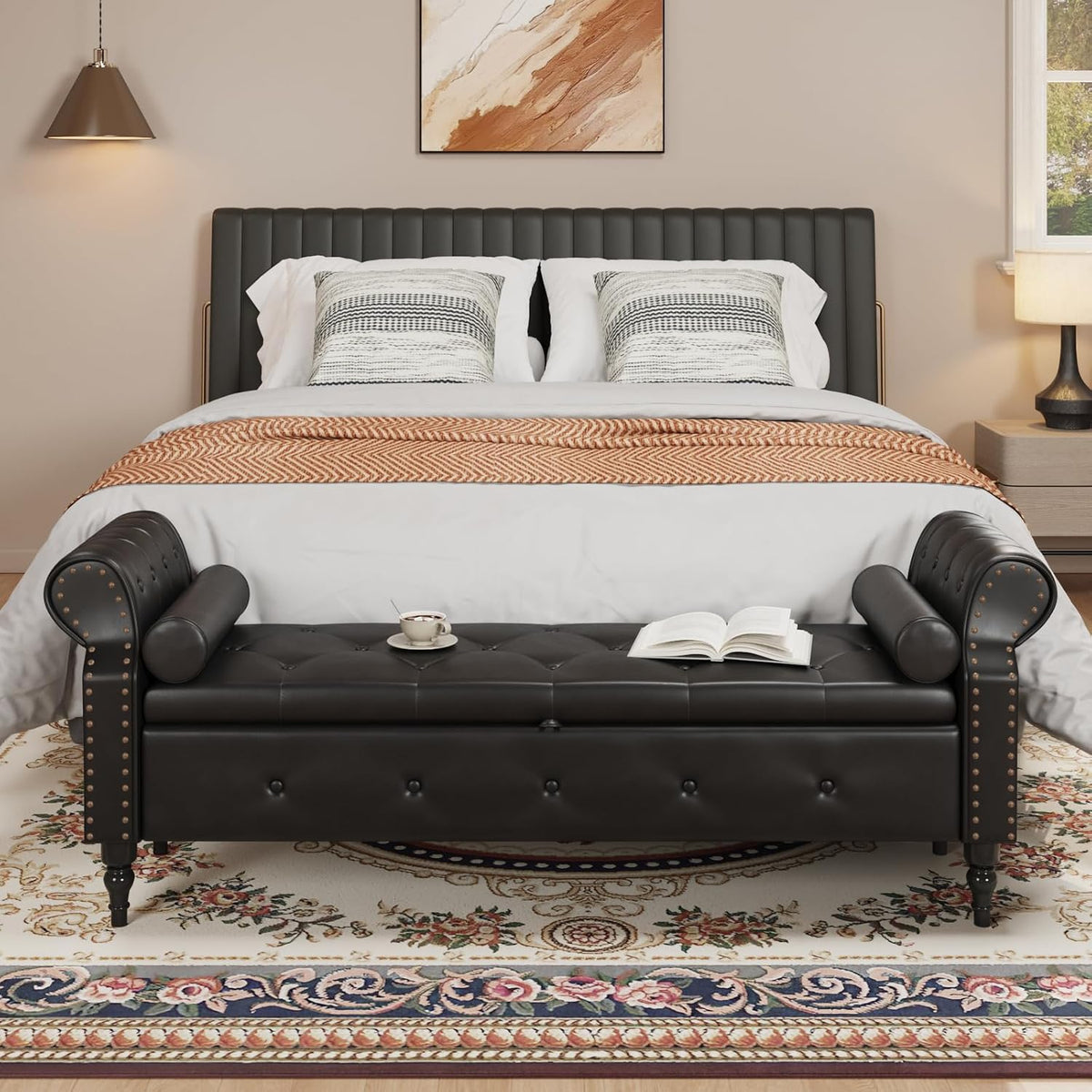 fivewillowise 65 inch end of bed storage bench, main product view