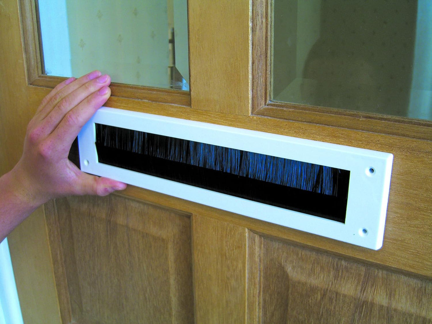 STORMGUARD 06SR0150000W Internal PVC Letter Box Brush Cover-White, Aluminium, External dimentions 335mm x 75mm Aperture 279mm x45mm