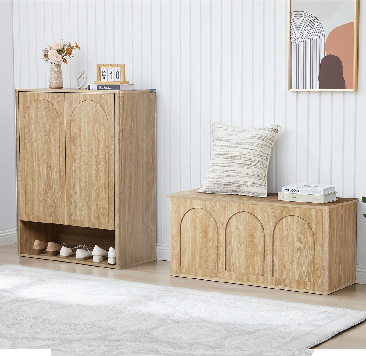 storage chest, 43'' wood storage trunk with flip-top, view 9