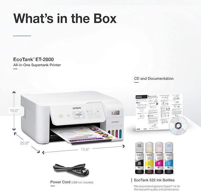 Epson EcoTank ET-2800 Wireless Color All-in-One Cartridge-Free Supertank Printer - Image 6