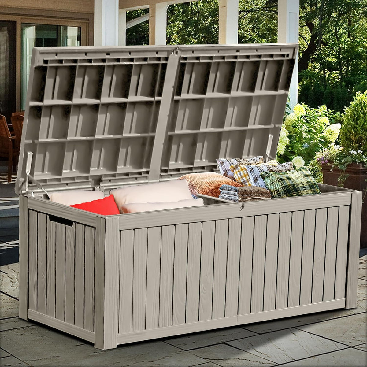 yitahome 180 gallon large deck box w/divider, main product view