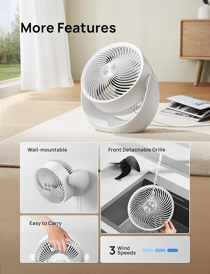 Dreo Fan for Bedroom, Table Air Circulator for Whole Room, 11 Inch, 40ft Strong - Image 8