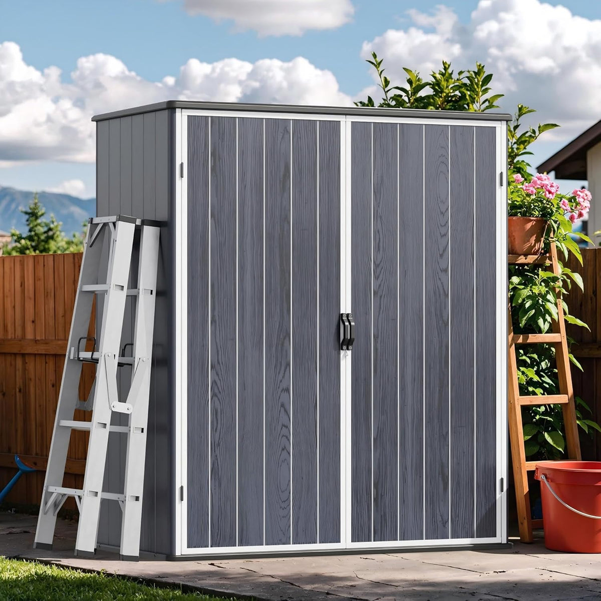 devoko 5x3 ft resin storage shed with floor, main product view