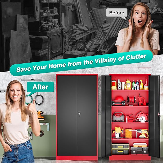 SISESOL Wide & Deep Metal Storage Cabinet - Image 7