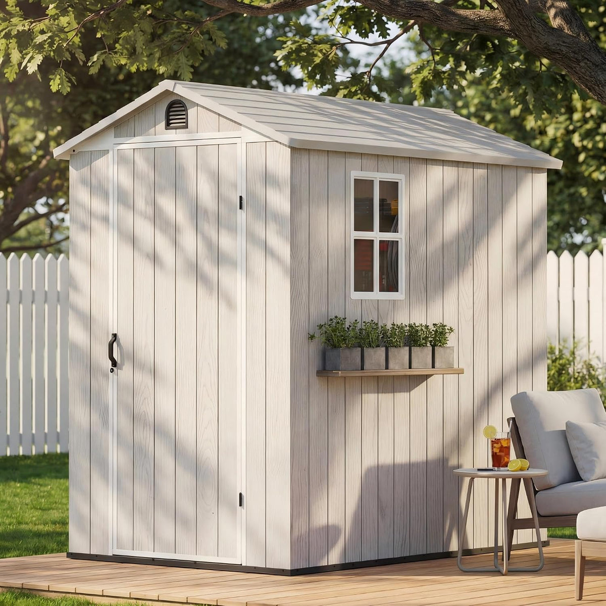devoko 4×6 ft resin storage sheds with floor, main product view