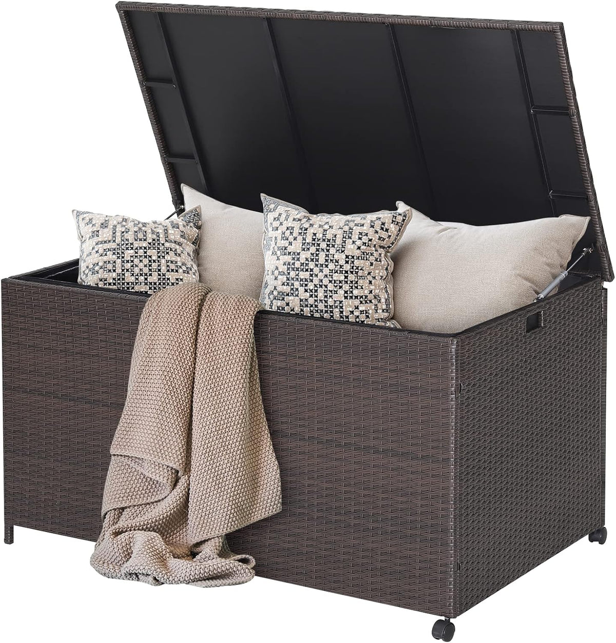 tangkula 133 gallon deck storage box, patio rattan, main product view