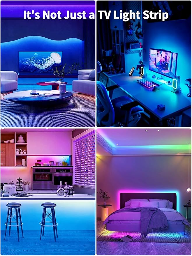 KANTUTOE LED Lights for TV, 19.68ft LED Backlights for 65-80in TV, RGB TV - Image 6