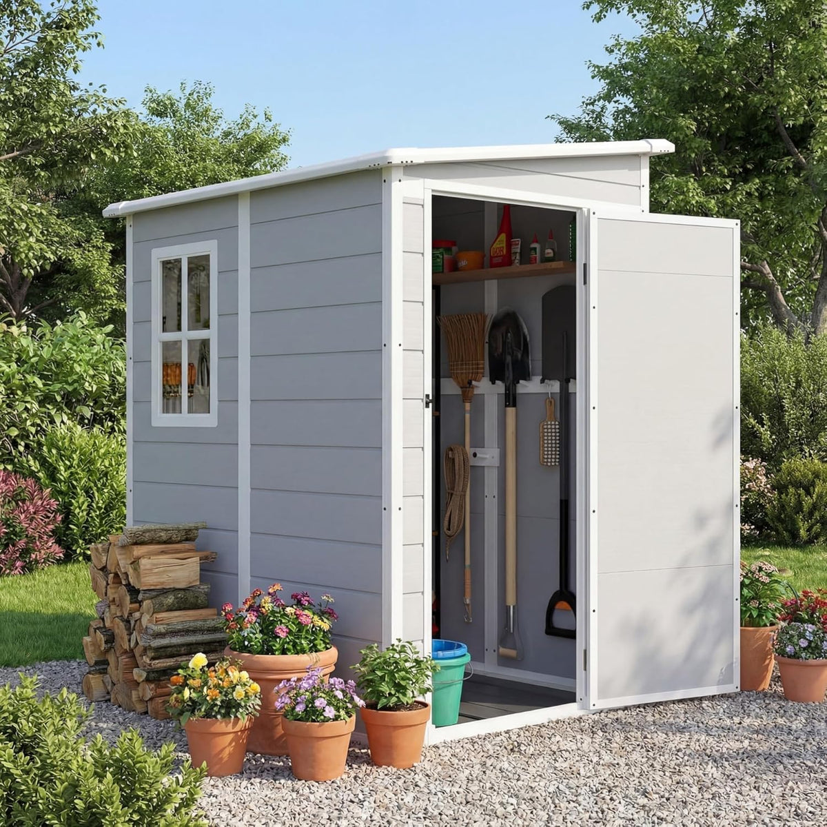 devoko 5 x 4 ft plastic outdoor storage, main product view