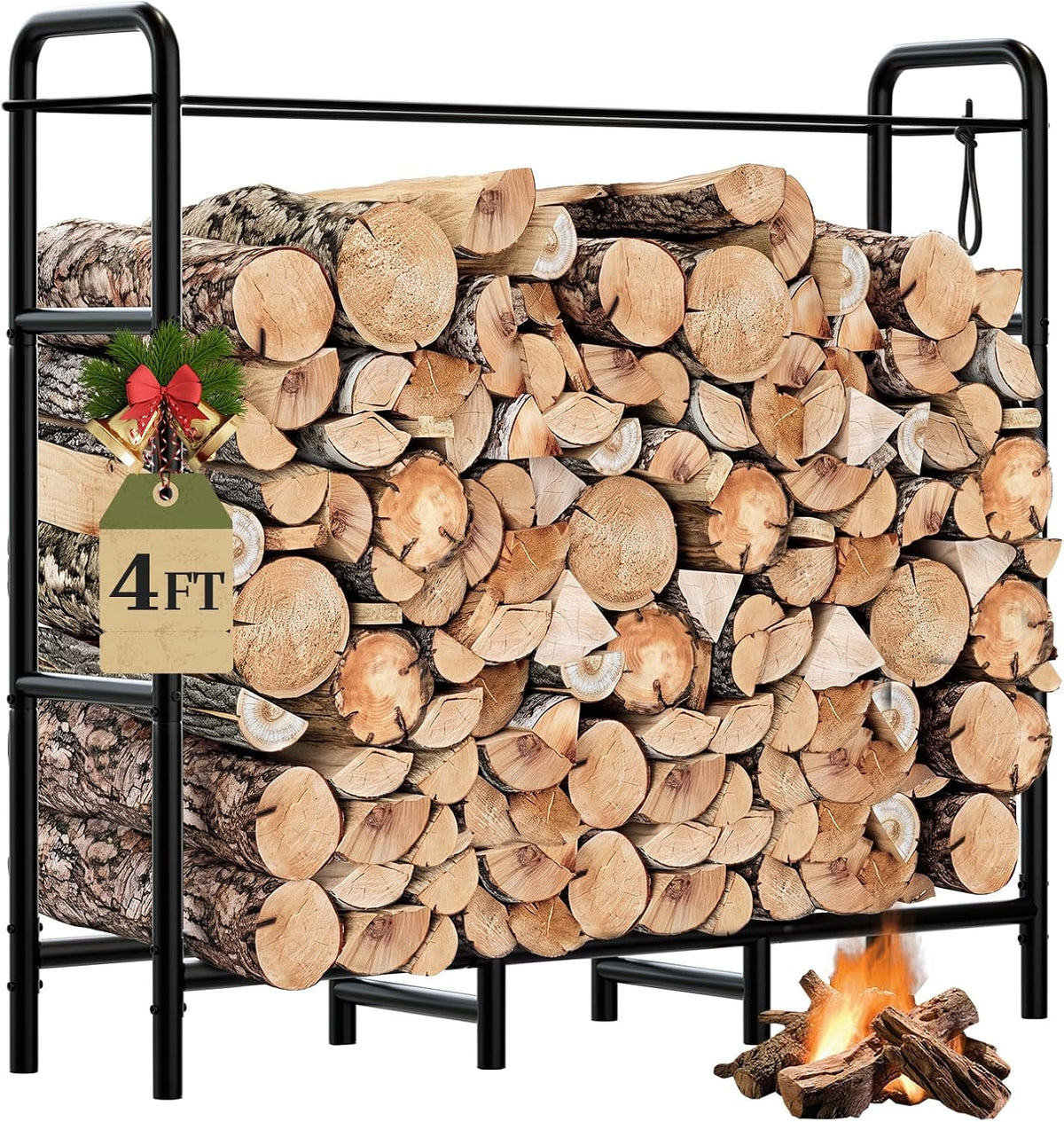 firewood rack 4ft heavy duty metal log holder, main product view