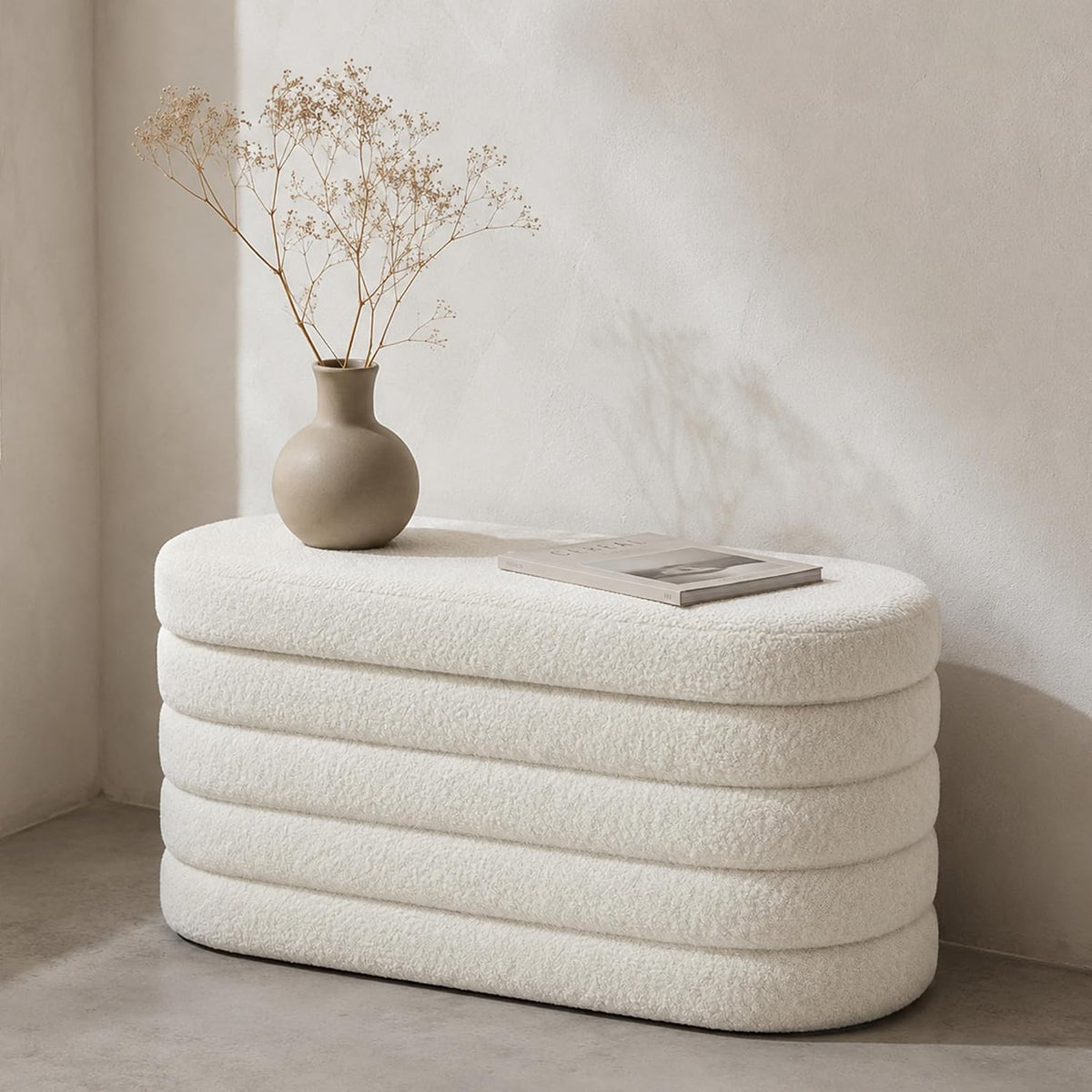 glaxyfur oval storage ottoman bench, 30 inches entryway, main product view