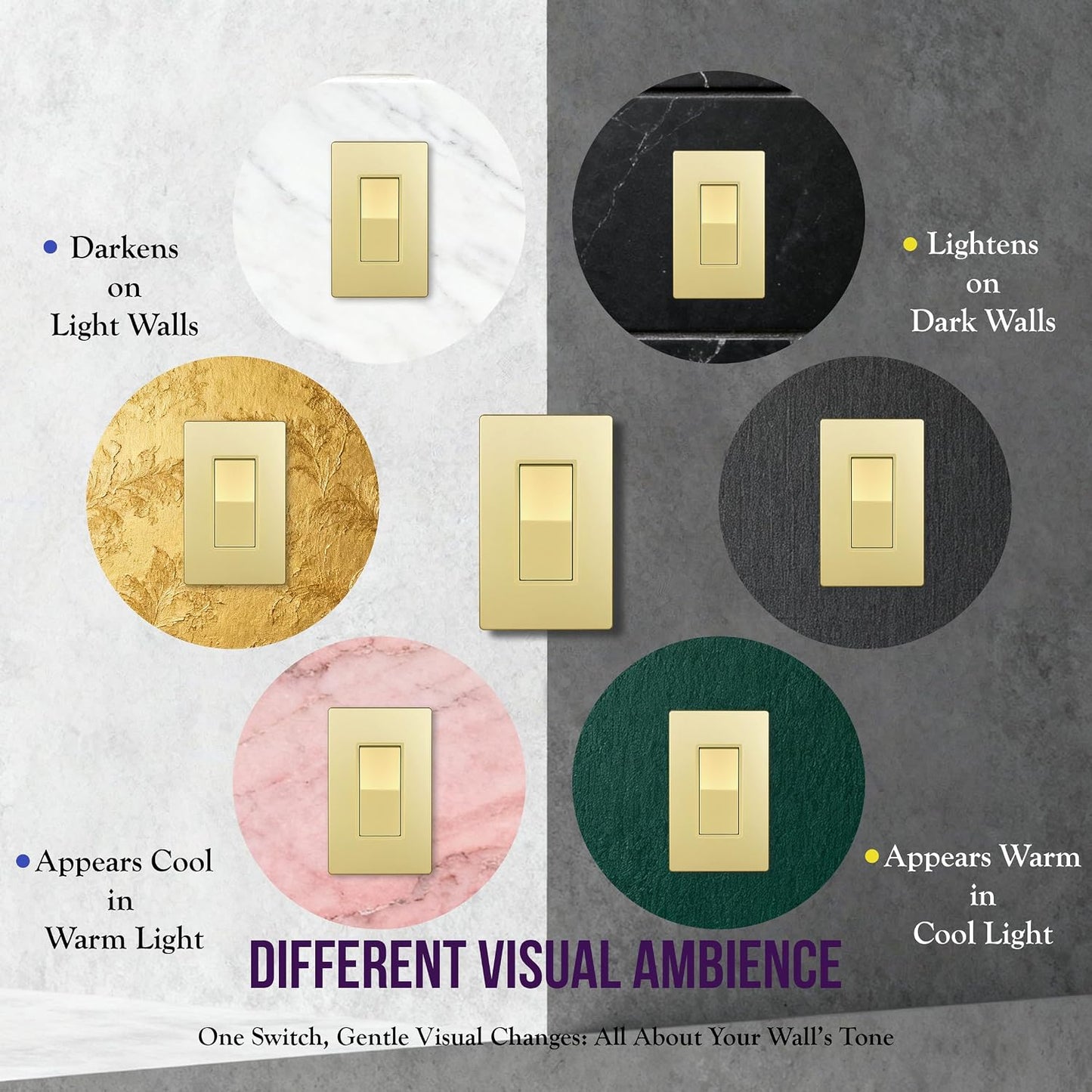 ENERLITES Gold 4-Way Decorator Paddle Rocker Light Switch, 15A, 2 Pack | Four Way Decorative Switch, 120V/277V, Clamp Down Wiring, Grounding Screw, Residential Grade, Gloss Finish, UL Listed