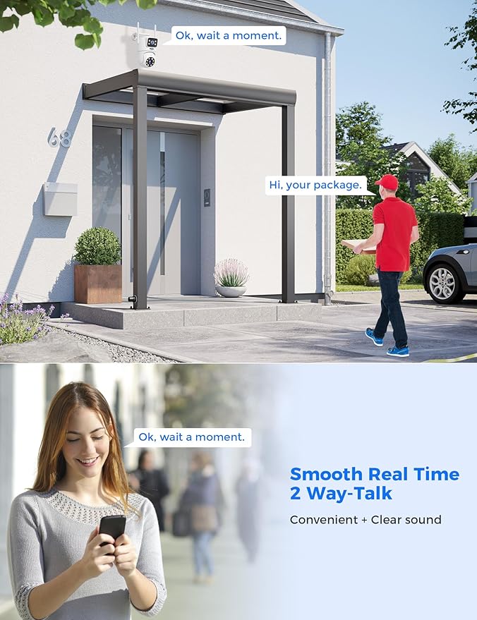 Hiseeu WiFi Security Camera Dual Lens 5G/2.4G WiFi PTZ Camera Outdoor, Power - Image 9