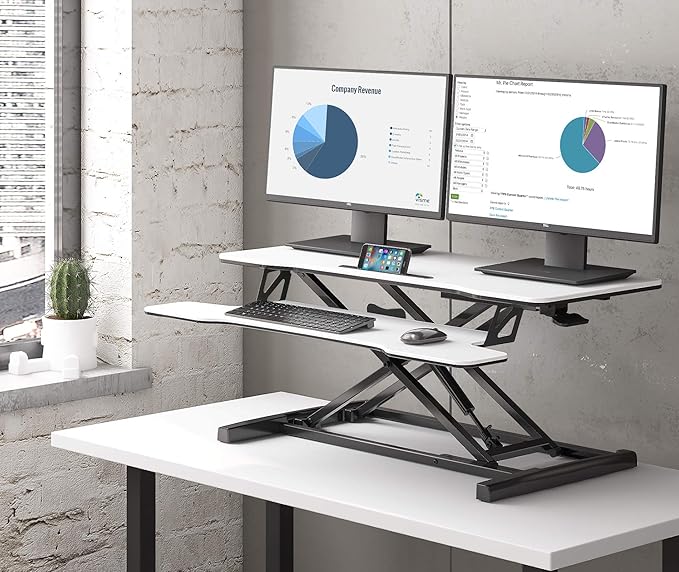 FITUEYES Height Adjustable Standing Desk 36” Wide Sit to Stand Converter Stand - Image 6