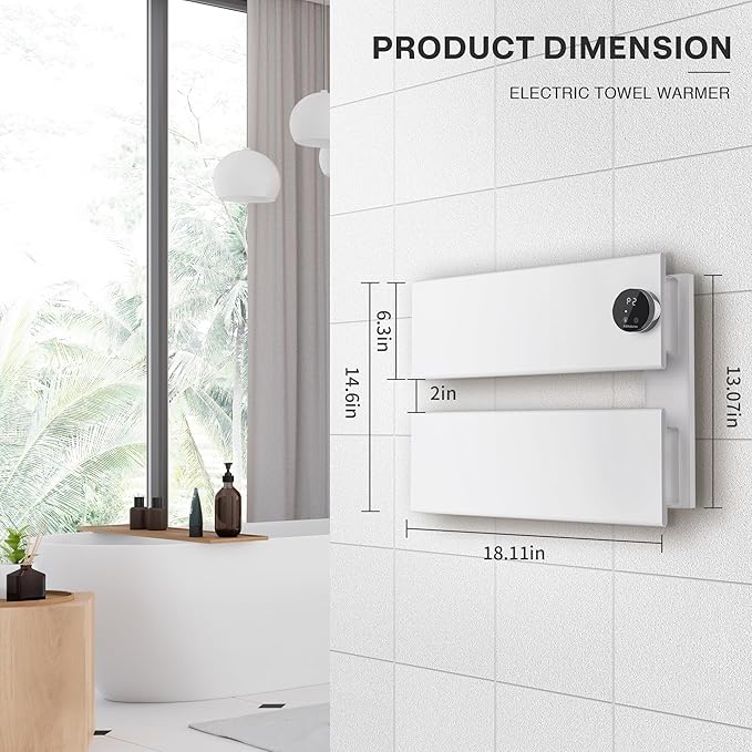 K&KALONZO Electric Towel Warmer, 18.35" W x 14.6" H Wall-Mounted Towel Heater - Image 7