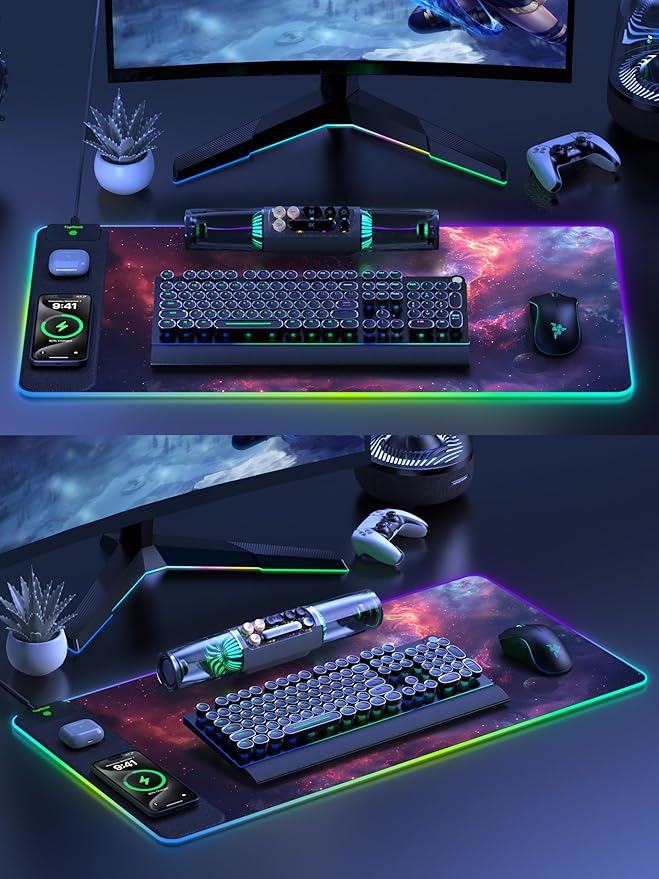 TopMade Wireless Charging Mouse Pad, RGB Gaming Mousepad Home Office Desk Pad - Image 8