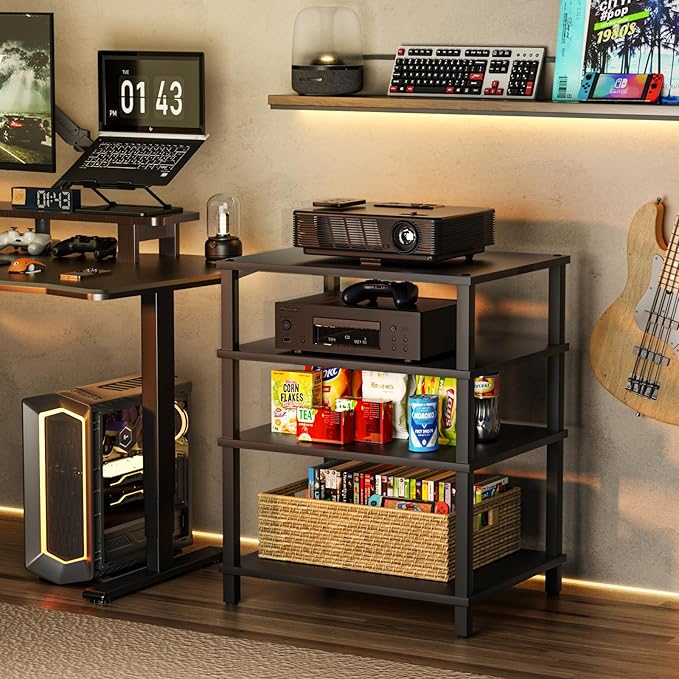 LELELINKY 4-Tier AV Media Player Stand Set of 2, Wooden TV Stand, Game Console - Image 9