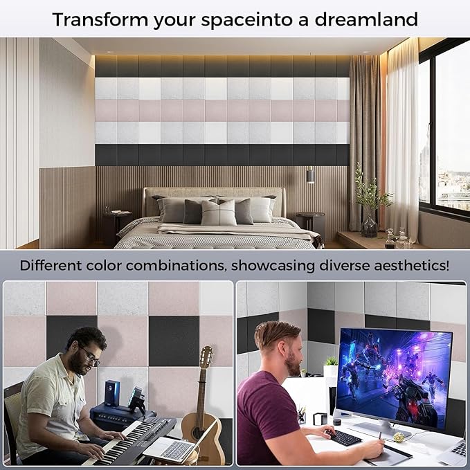 BSHEAD 10 pcs 165dtex Microfiber Acoustic Panels ,Self-Adhesive Soundproof Wall - Image 6