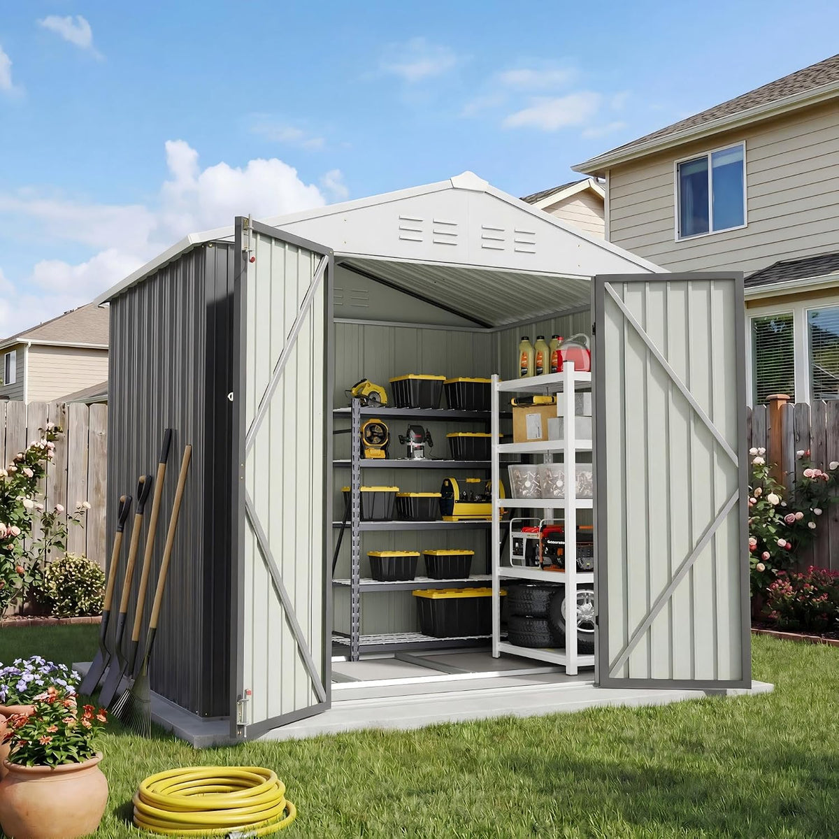 patiowell 6x4 ft outdoor storage shed with floor, main product view
