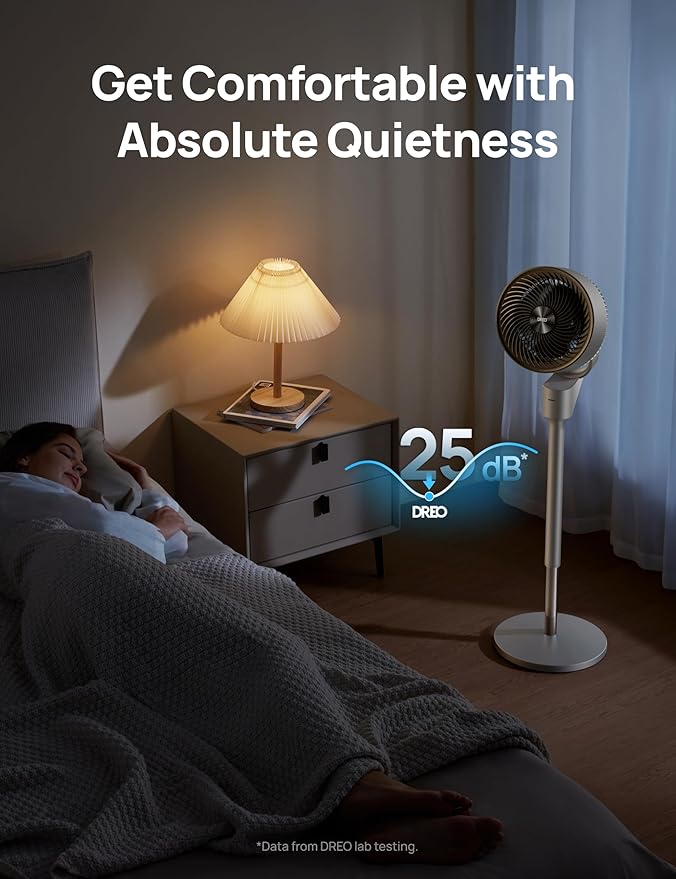 Dreo Fan for Bedroom, 80° Oscillating Standing Fan, 25dB Quiet, 80ft Pedestal - Image 6