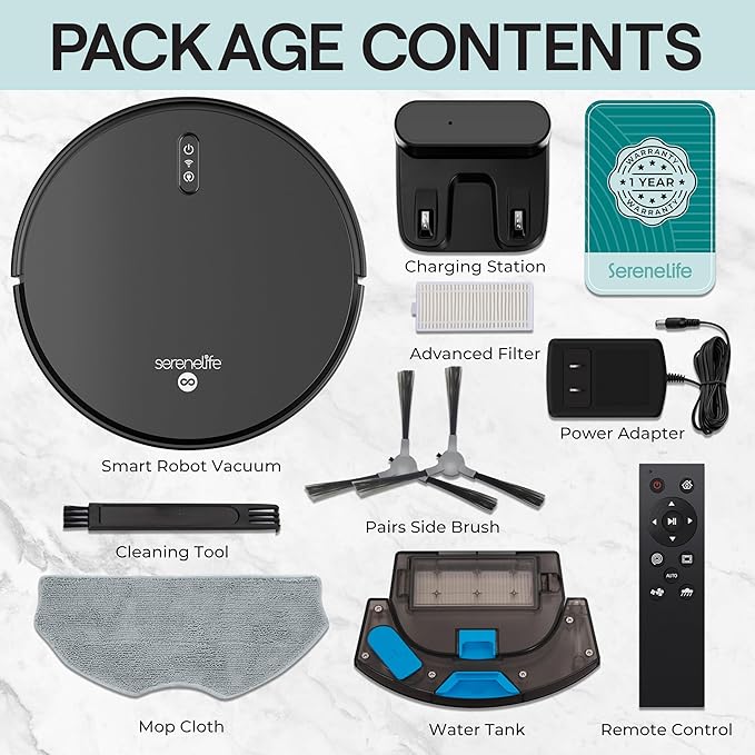 SereneLife Automatic Robot Vacuum Cleaner and Mop Combo, Pro Edition - Image 8