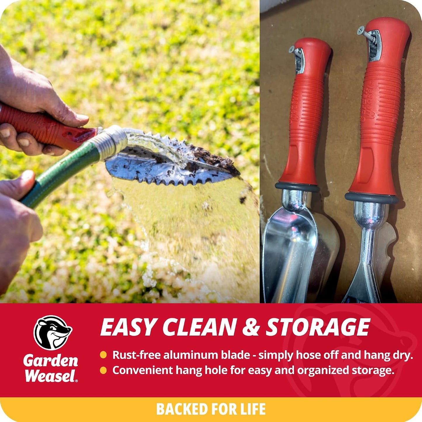 Garden Weasel Multi-Use Transplanter Trowel for Digging Planting Weeding | Heavy duty steel hand tool for transplanting bulbs, cultivating soil, digging holes & removing weeds. Ergonomic grip