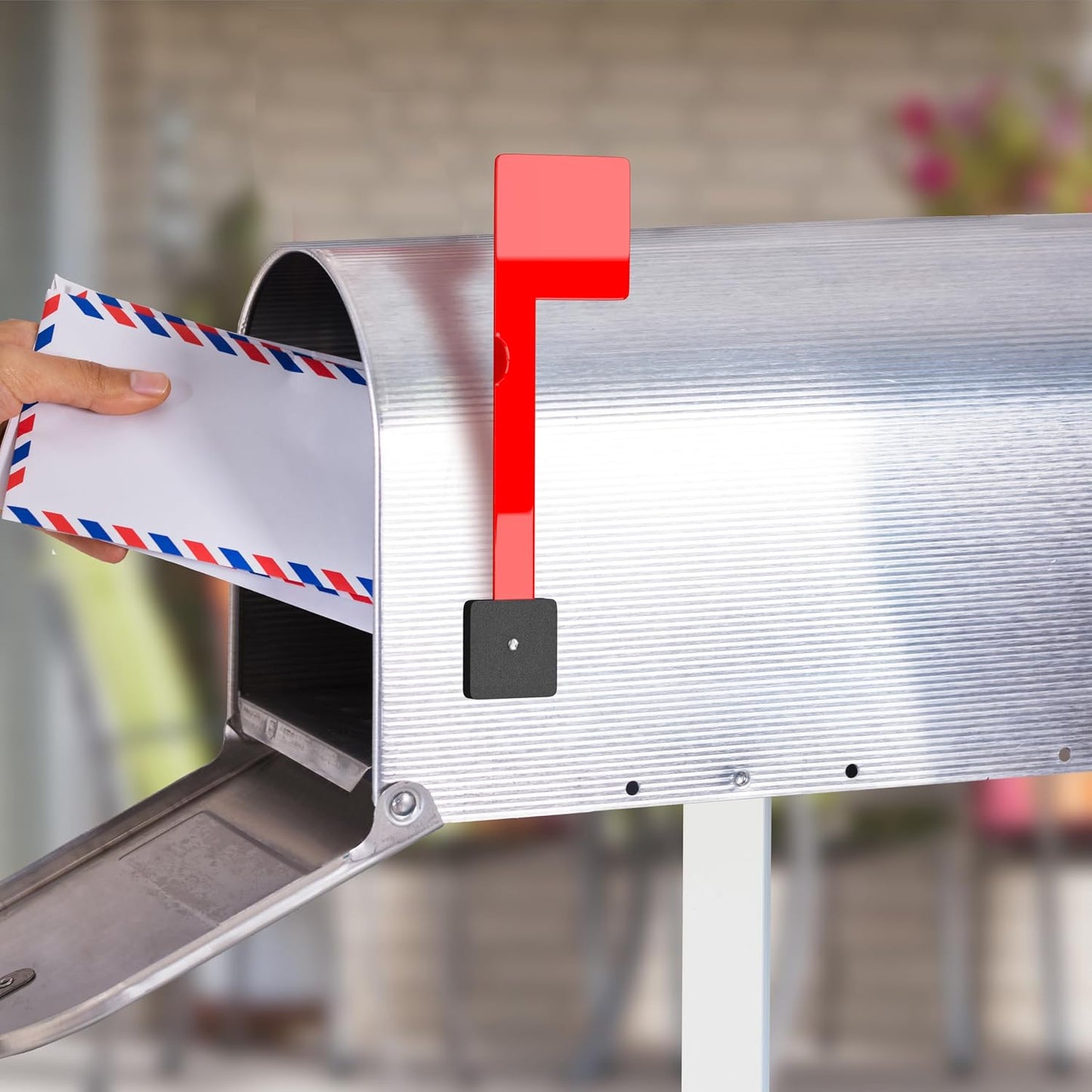 No Tools Needed with Optional Screws Mailbox Flag Replacement (Pack of 1) | Weather-Proof Strongest Adhesive Red Flag for Mailboxes Outside – Two Installation Options (Screws or Adhesive)