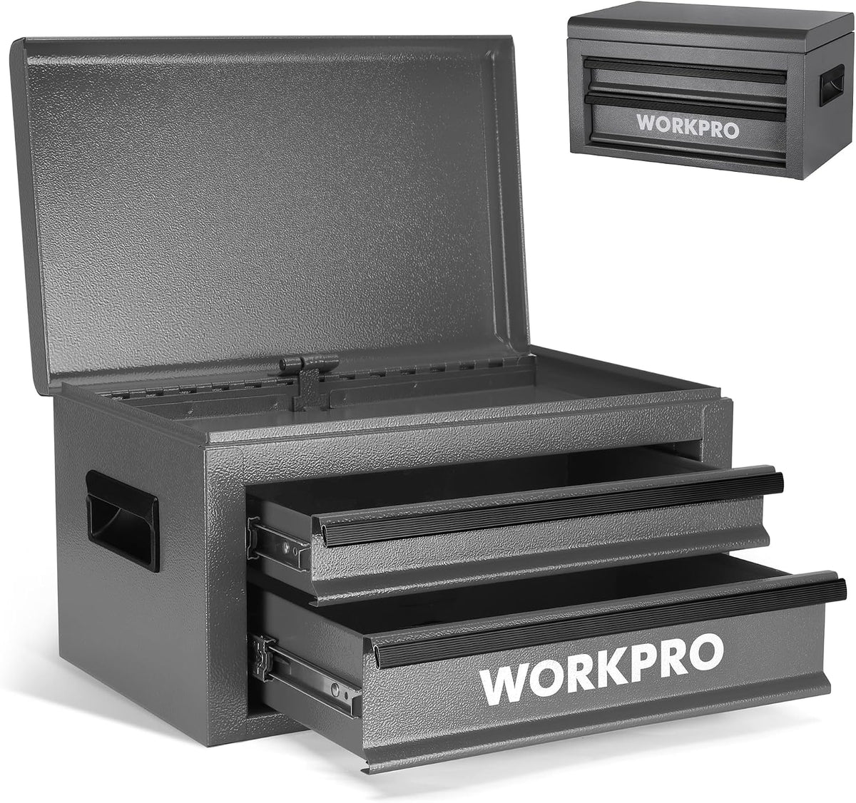 workpro 15-inch metal tool box with 2 drawers, main product view