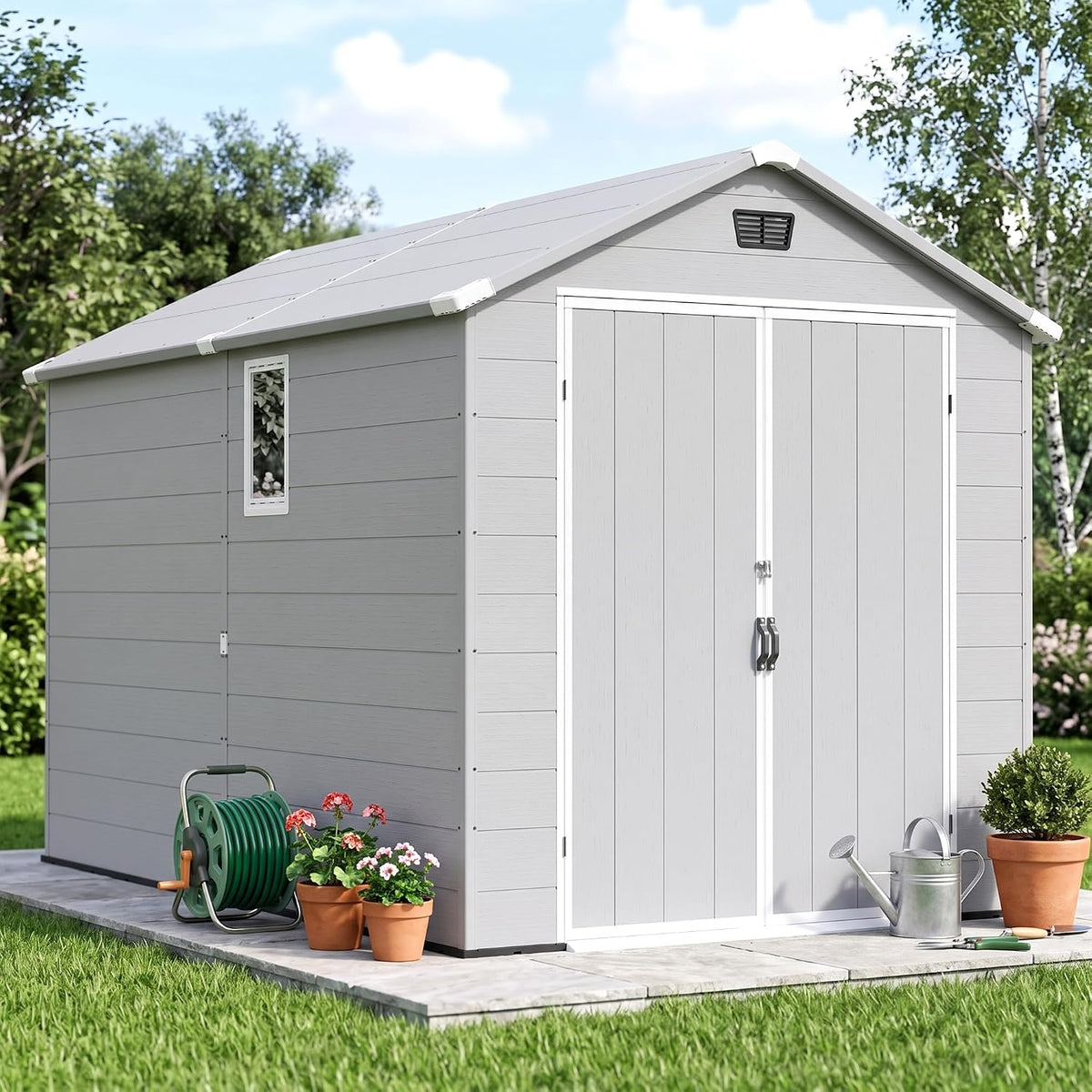 greesum 6x10ft plastic outdoor storage shed with floor, main product view
