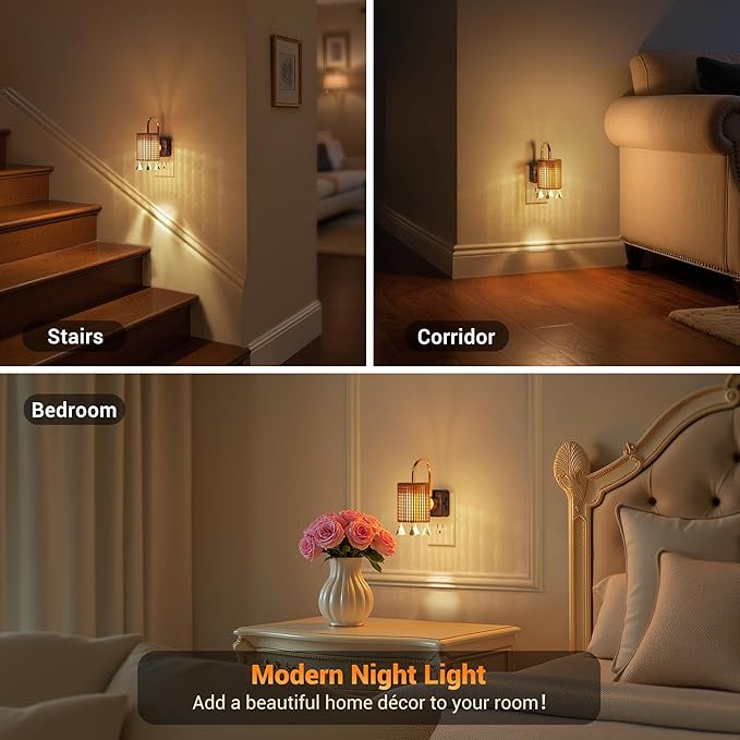 JandCase Night Lights Plug into Wall, Boho Night Light Dusk to Dawn Light Sensor - Image 6