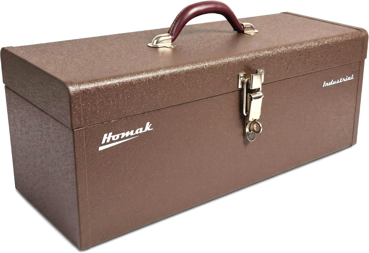 homak industrial 20-inch tool tote steel toolbox, brown, main product view