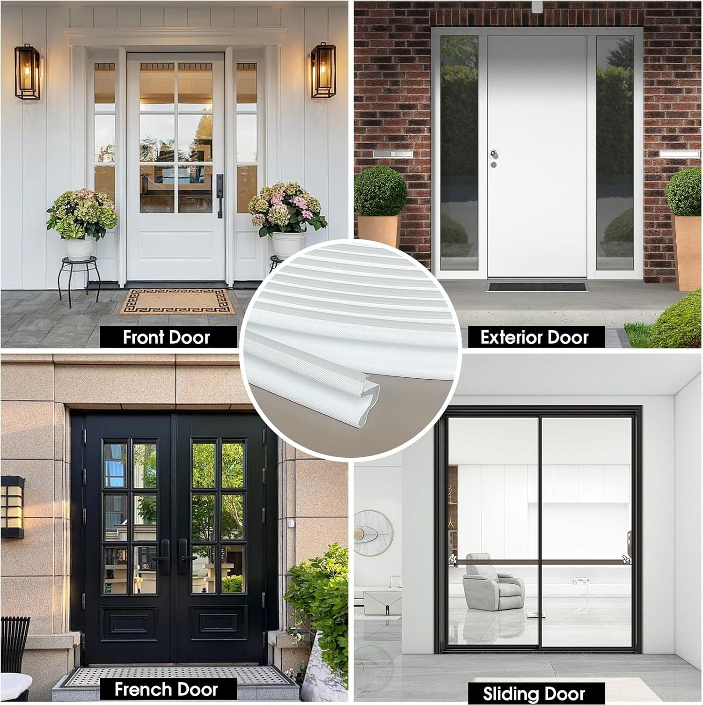 Extra Wide Kerf Door Weatherstripping for Door Frame Seal,New Upgrape V-Shaped Front Door Weather Stripping,Thicken Exterior Door Weatherstrip for Large Gap,White Soundproof Insulation Strip 26Ft