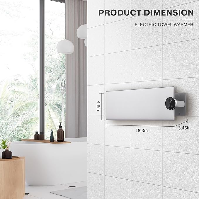 K&KALONZO Electric Towel Warmer, 18.8" W x 4.8" H Wall-Mounted Towel Heater - Image 7