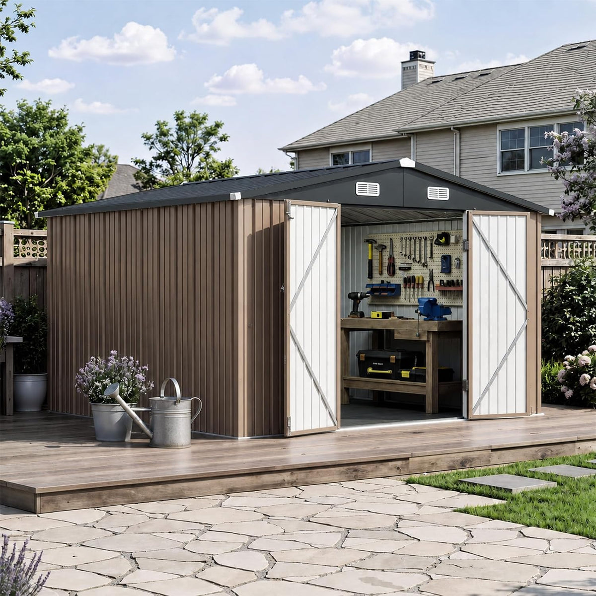 aoxun10x12 ft shed outdoor storage shed with floor, main product view