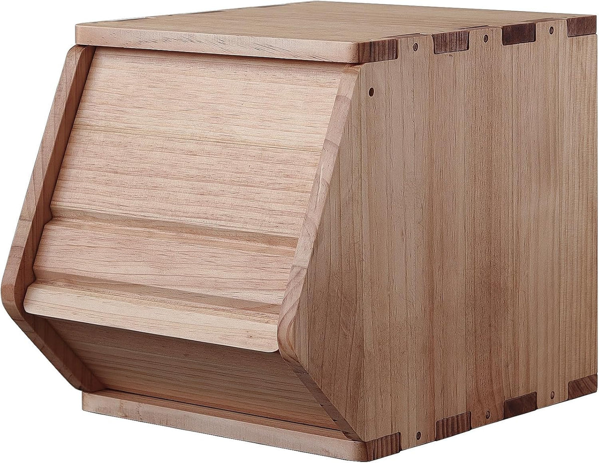 stackable solid wood storage chests, modular bins with, main product view