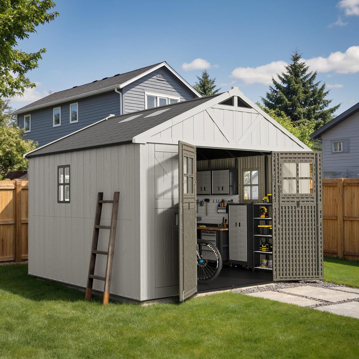 devoko 10x10 ft resin storage shed with floor, main product view