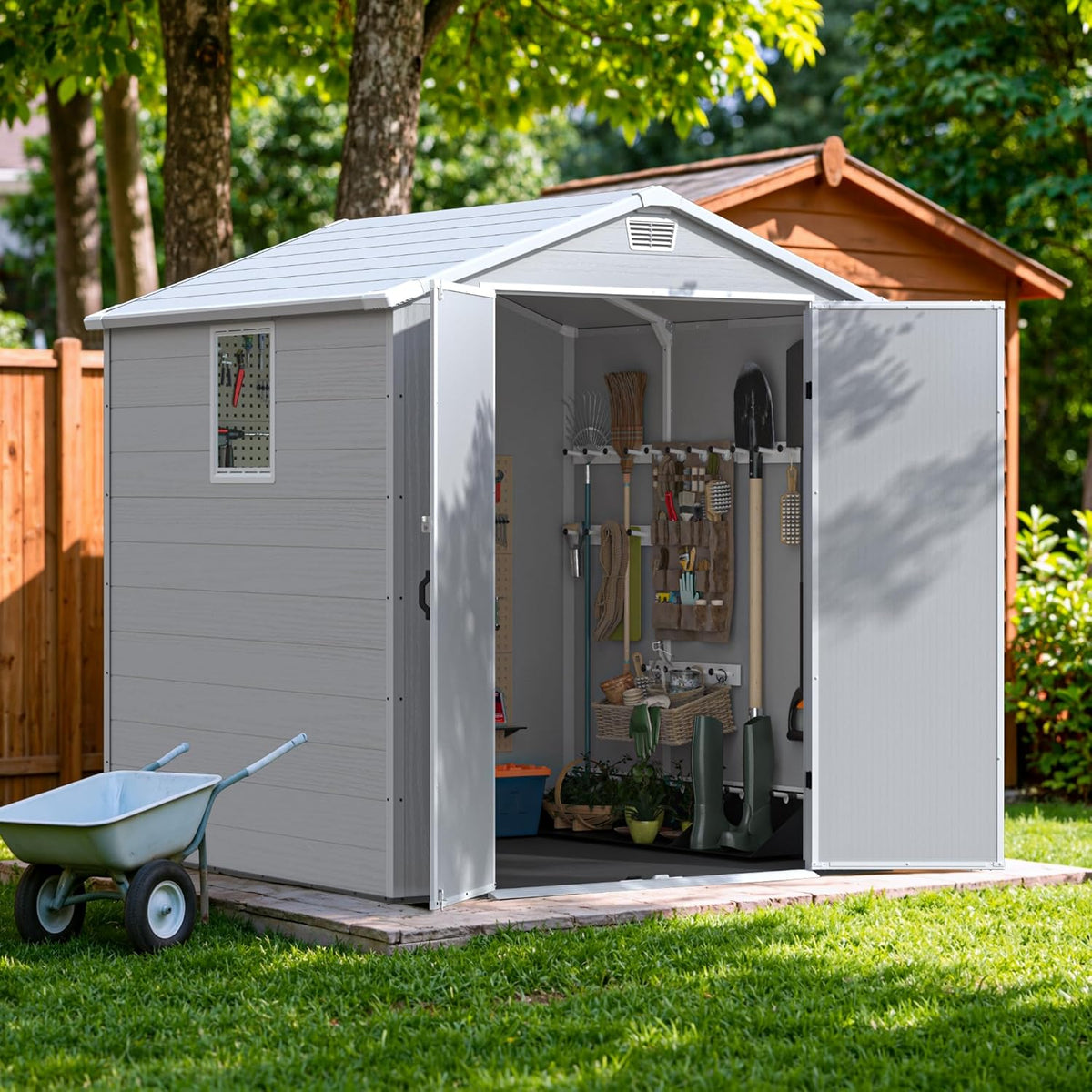 devoko 6x6 ft resin shed with floor, outdoor, main product view